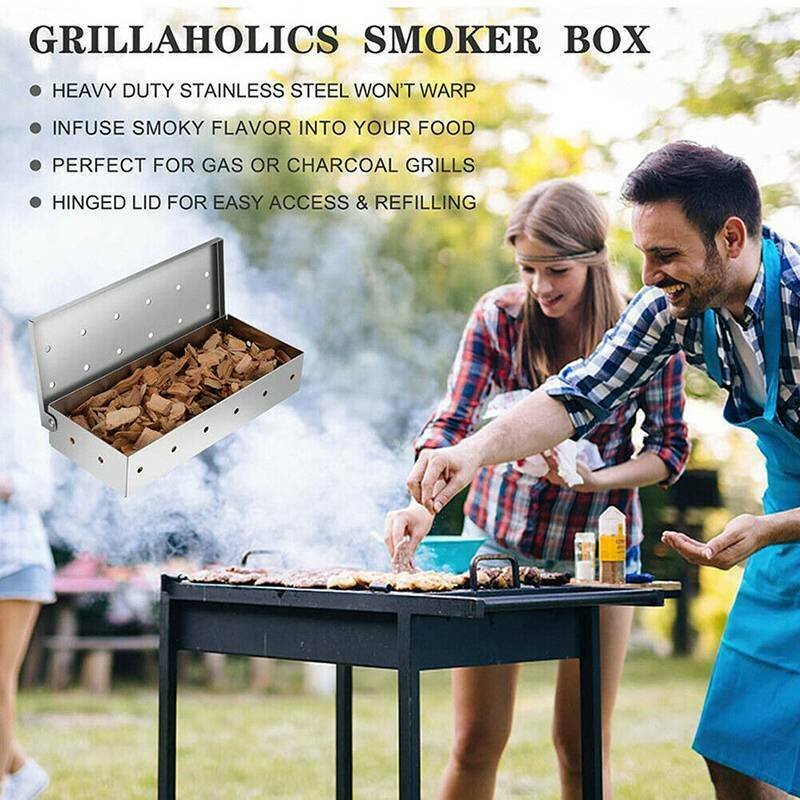 Kitchen Craft Barbecue Stainless Steel Smoke Box BBQ Smoking Wood Chip Smoker